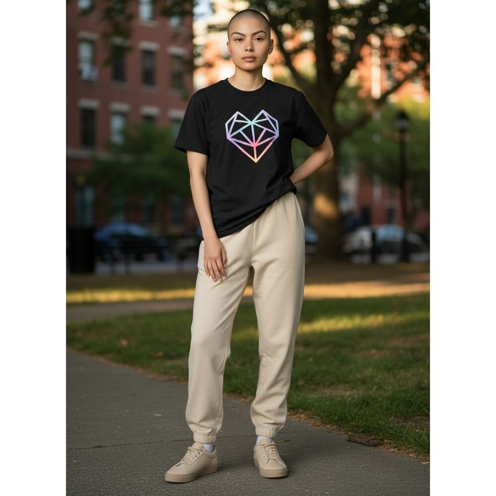 Lululemon Graphic T-Shirt Holographic Geometric Heart Print Size: Large